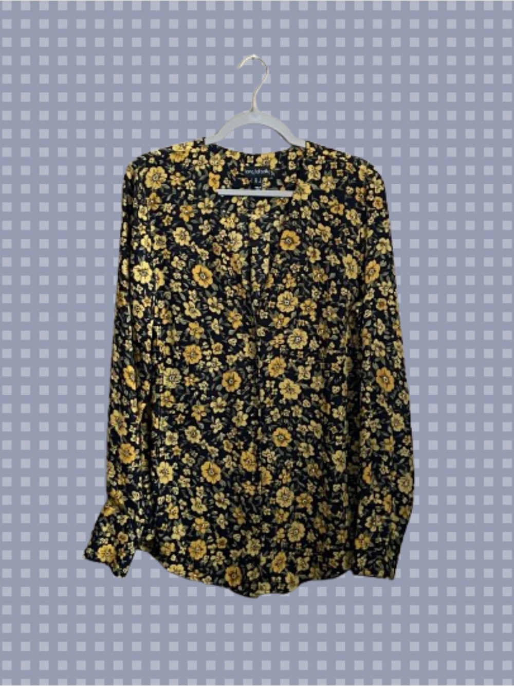 Long Tall Sally floral buttonfront shirt w/ deep v-neck sz 12 US